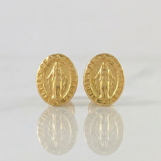 Stud Earrings Virgen Milagrosa 0.75 g / in / 8.05 mm Yellow Gold 18K