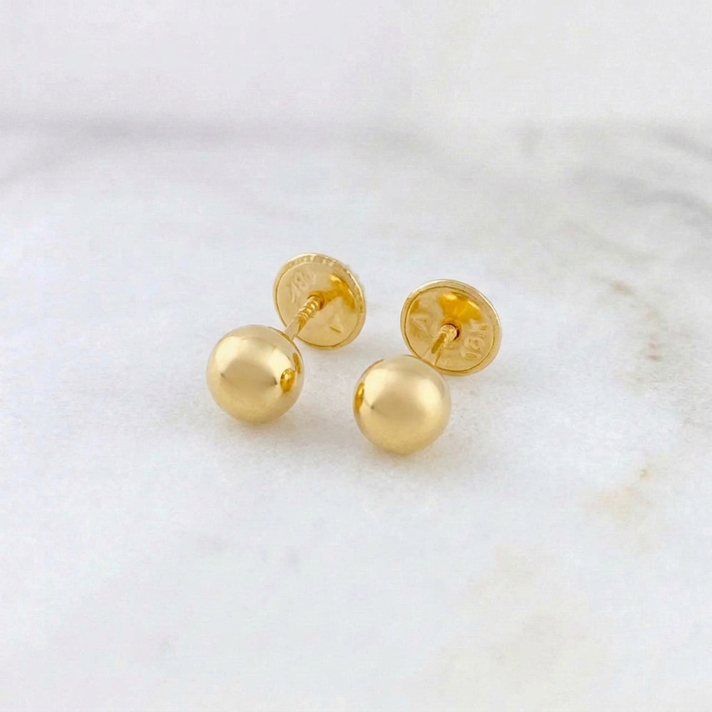 Topos Bola Lisa 0.85 g / in / 7 mm Oro Amarillo 18K