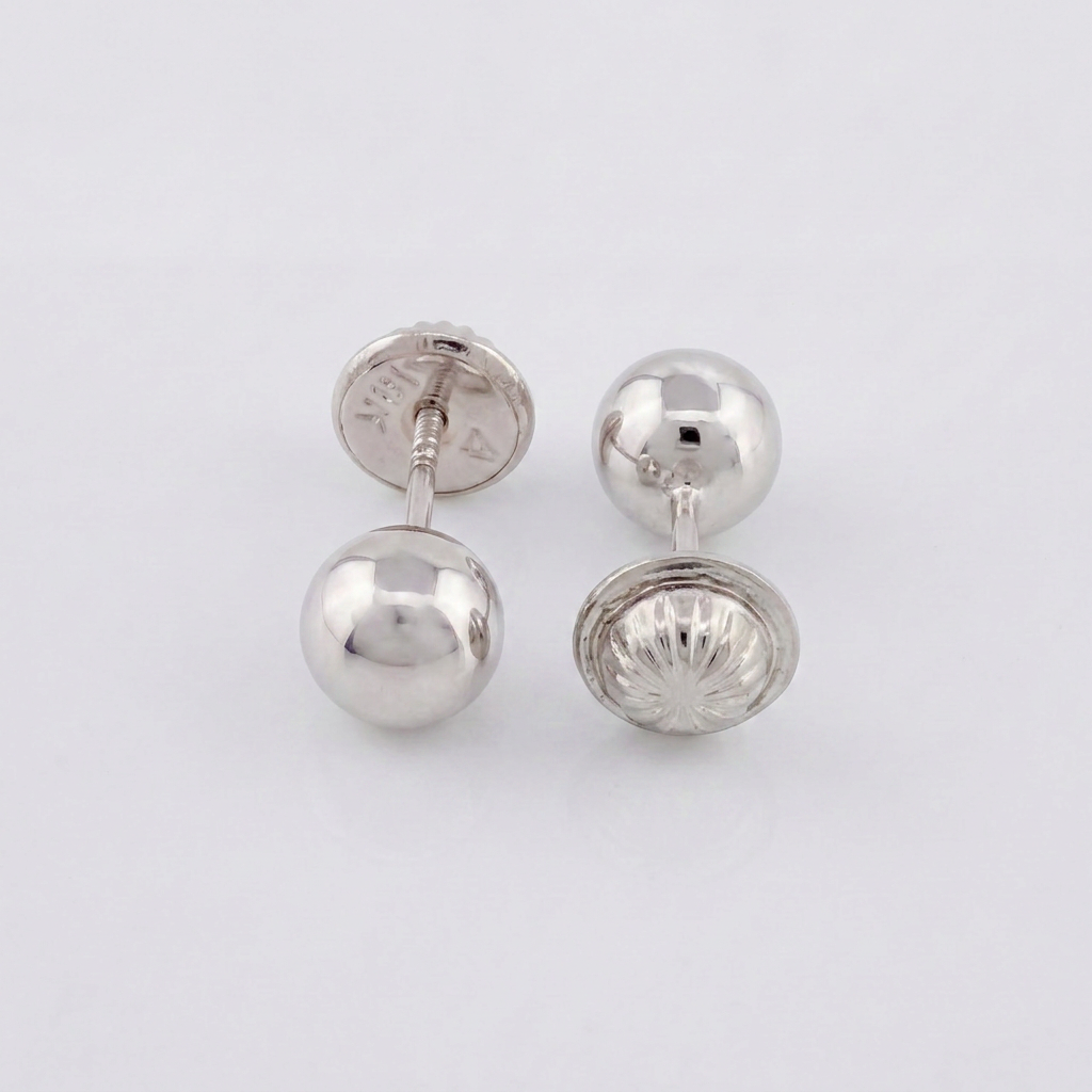 Stud Earrings Bead 0.8gr / 18K Gold &