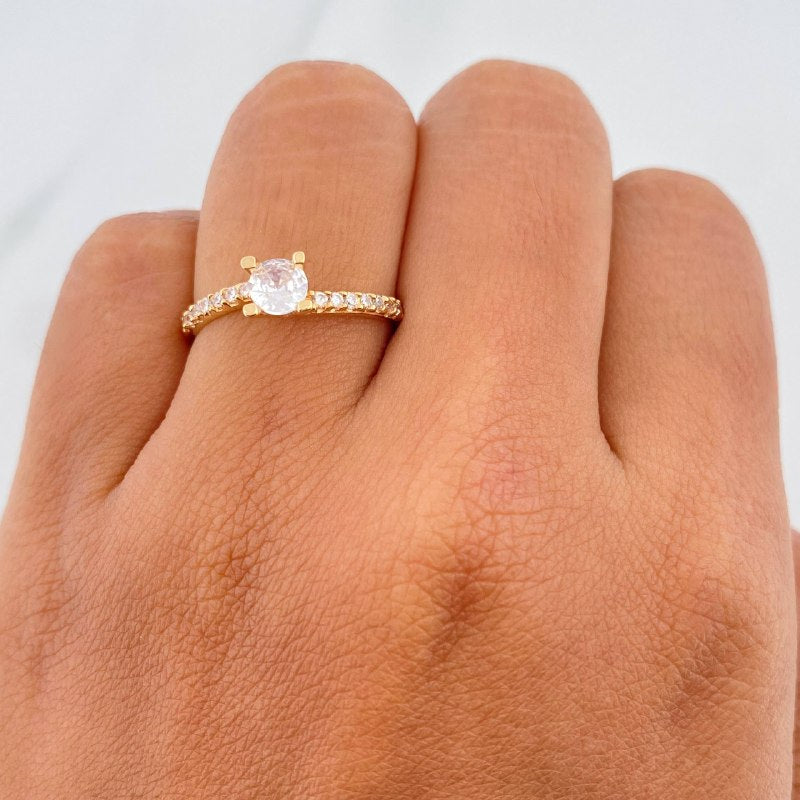 Solitaire Ring Inverted Line 1.75 g / T6 1/4 Yellow Gold 18K