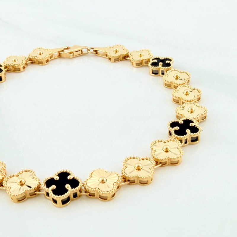 Clover Bracelet Diamond Cut 8.9 g / 7 in / 7.2 mm 18K Yellow Gold