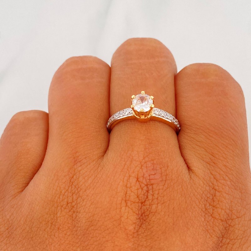 Solitaire Ring Churumbela 2.75 g / T6 1/2 Two Yellow White Gold 18K