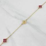 Tobillera Trebol Aro Seguido 3.75 g / 10 in / 1.2 mm Oro Amarillo 18K