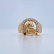 Anillo Herradura Caballo 5.95gr / T10 1/2 / Dos Oros Amarillo Blanco 18K &