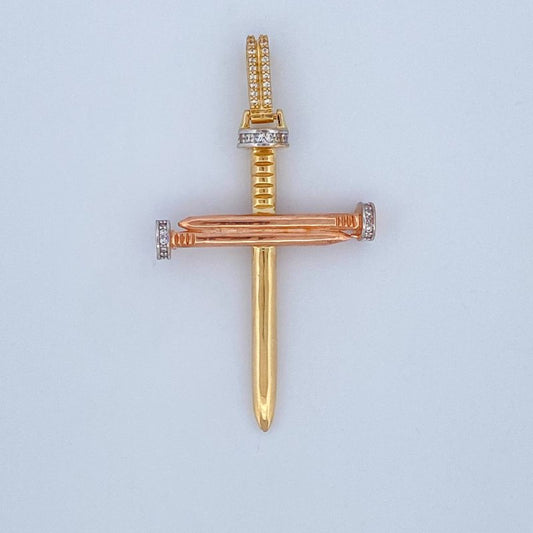 Pendant Nail Cross 6.25gr / 2.3in / Three 18K Gold $