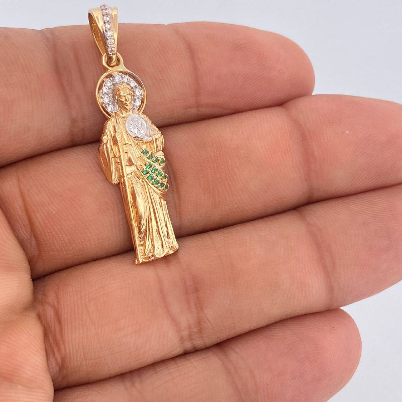 Dije San Judas Tadeo 4.05gr / 1 1/2 in / Dos Oros Amarillo Blanco 18K $