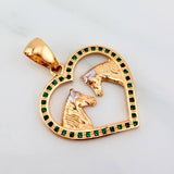 Pendant Heart Horses 3.05 g / 1 1/4 in Two Golds Yellow White 18K