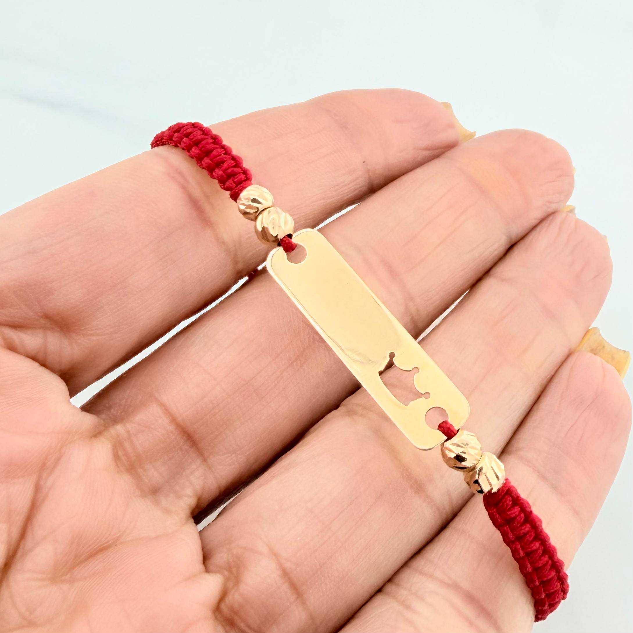 Red Woven Bracelet Yellow Gold 18K Crown Plate