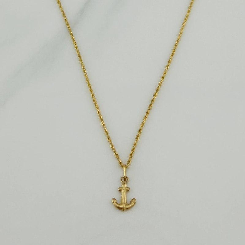Rope Chain Set + Anchor Pendant / 1.15 gr / 17 3/4 in 18K Yellow Gold
