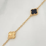 Clover Bracelet Black Onyx 5.45 g / 7 1/4 in / 1.4 mm Yellow Gold 18K