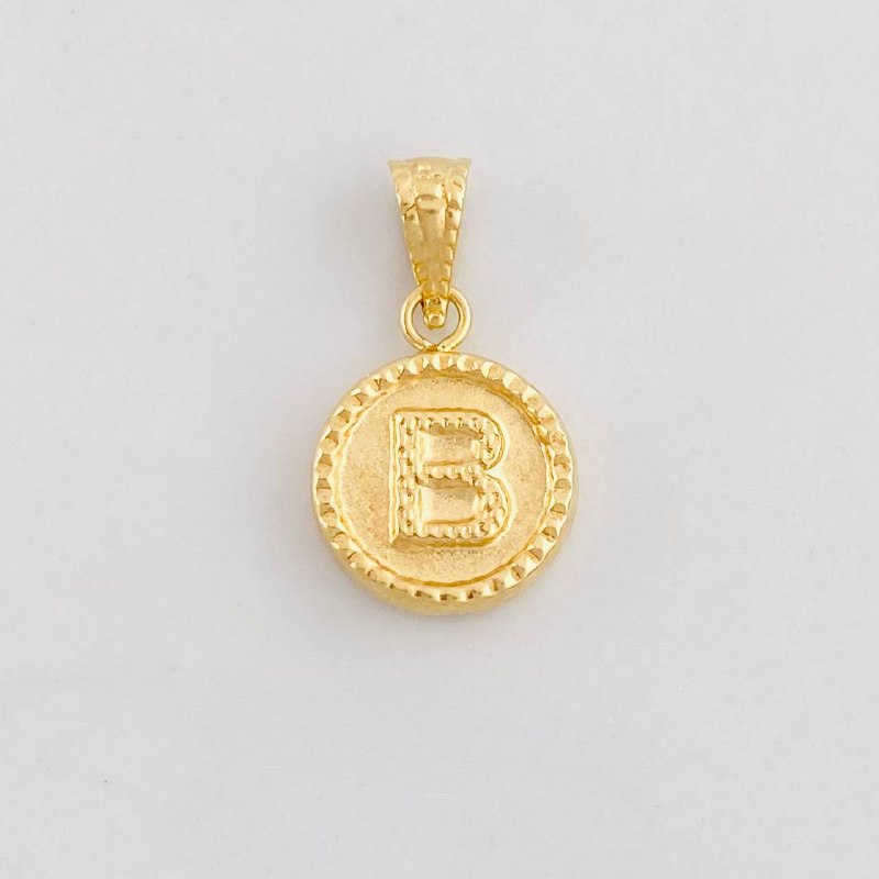 Dije Circulo Letra B 0.6g / 3/4 in Oro Amarillo 18K