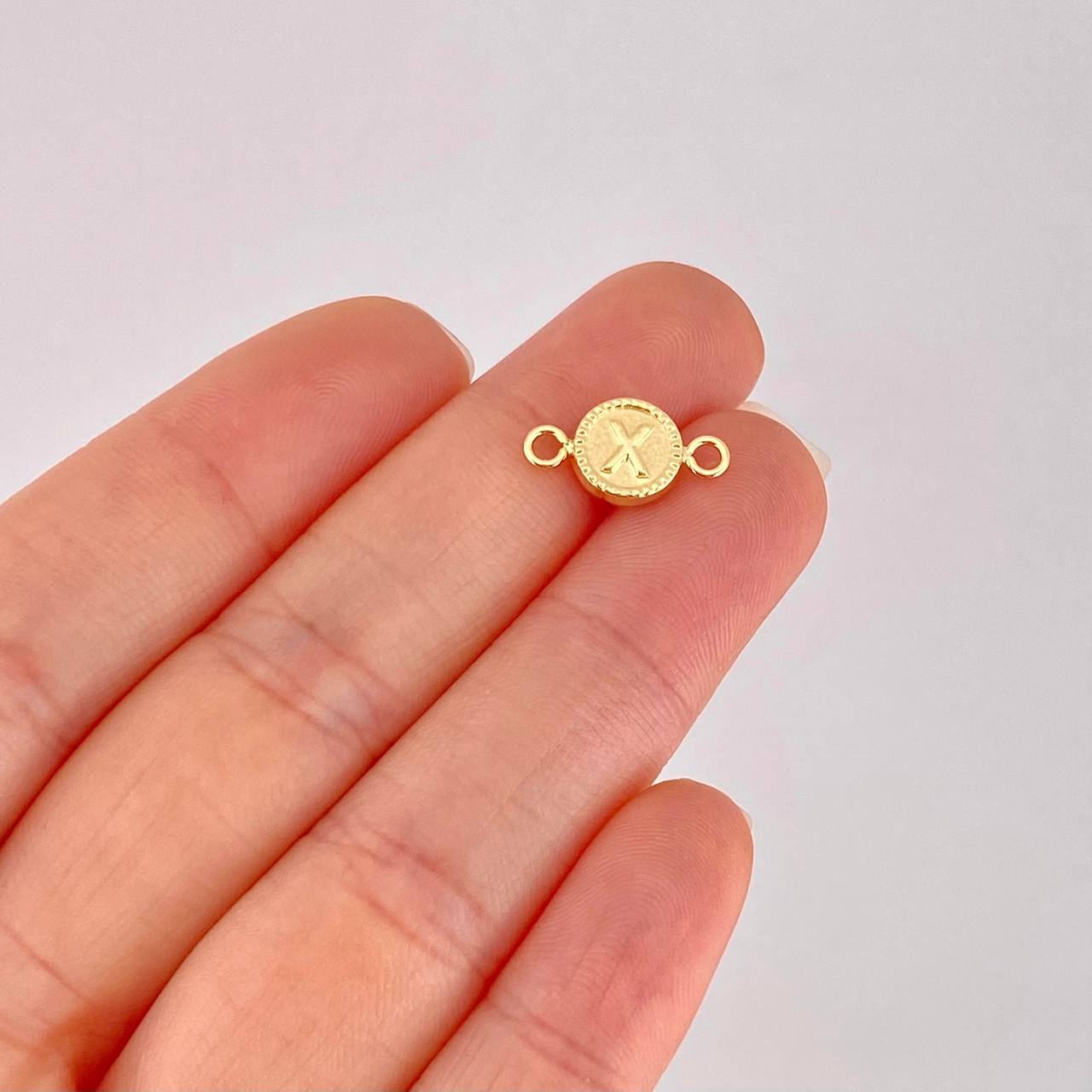 Charm Circle Letter X 0.45g / 1/2 in Yellow Gold 18K
