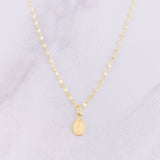 Set Cadena Flor Espejo + Dije Virgen Milagrosa / 1.25g / 18 in Oro Amarillo 18K