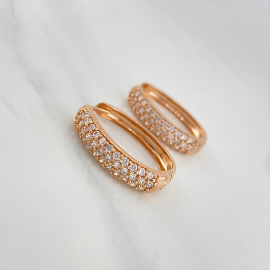 Candongas Triple Carril Ovaladas 5.65 g / 3/4 in Oro Rosa 18K