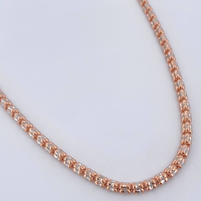 Cadena Ice 12.5gr / 24 in / Dos Oros Blanco Rosa +4 14K Italy &