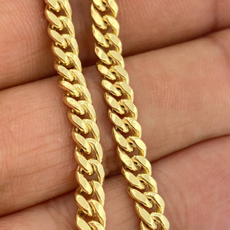 Cadena Cubana 10.05gr / 24 1/4 in / 4.45mm Oro Amarillo +1 14K Italy $