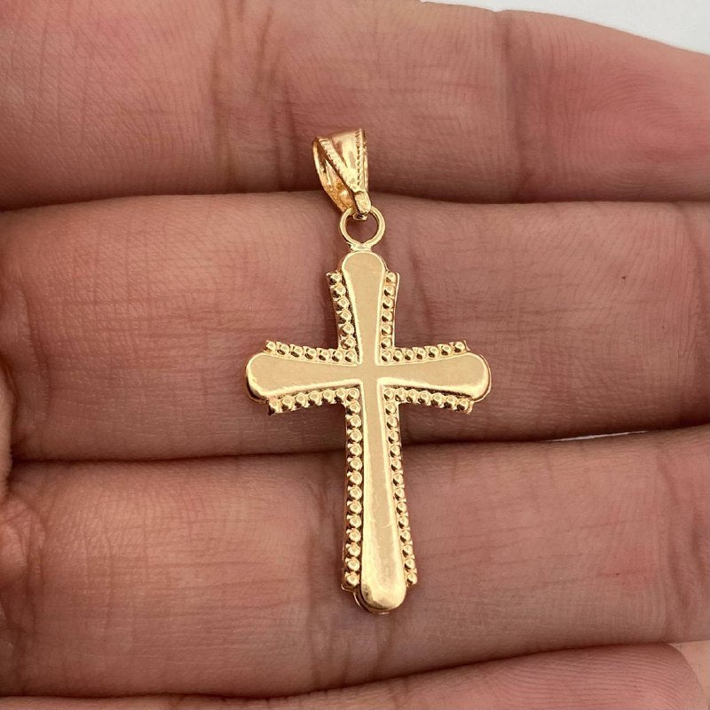 Dije Cruz Bordeada 0.9gr / 1 1/4 in / Oro Amarillo 18K &