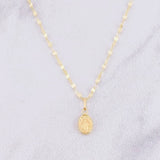 Mirror Flower Chain Set + Miraculous Virgin Pendant / 1.35g / 18 in Yellow Gold 18K