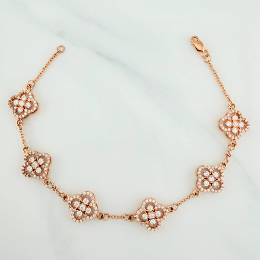 Pulso Trebol Aro Seguido 10 g / 7 3/4 in / 1 mm Oro Rosa 18K