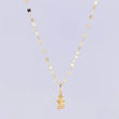 Set Cadena Flor Espejo + Dije Ángel de la Guarda / 1.25g / 18 in Oro Amarillo 18K