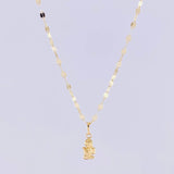 Set Cadena Flor Espejo + Dije Ángel de la Guarda / 1.25g / 18 in Oro Amarillo 18K