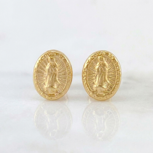 Stud Earrings Virgen Guadalupe 0.7 g / in / 8.2 mm Yellow Gold 18K