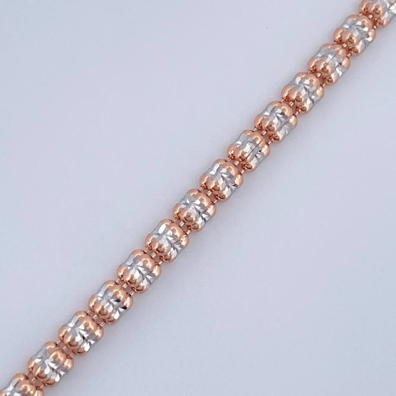Ice Bracelet 4.1gr / 7in / Two-Tone White Rose Gold +4 14K Italy &