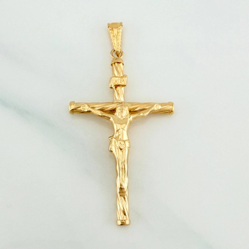 Pendant Cross Christ 1.6 g / 2 in Yellow Gold 18K!