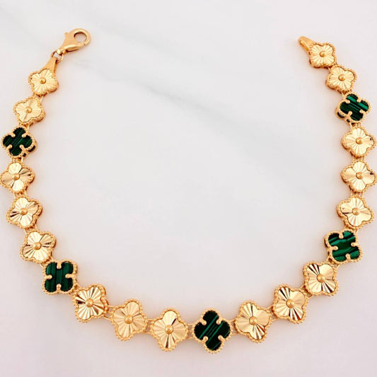 Pulso Trebol Diamantado 8.35 g / 7 in / 7.25 mm Oro Amarillo 18K