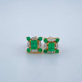 Stud Earrings Cagl Emerald 2.85gr / 18K Yellow White Gold +