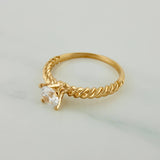 Anillo Solitario Trenzado 2.55gr / T7 1/4 / 1 in / Oro Amarillo 18K $