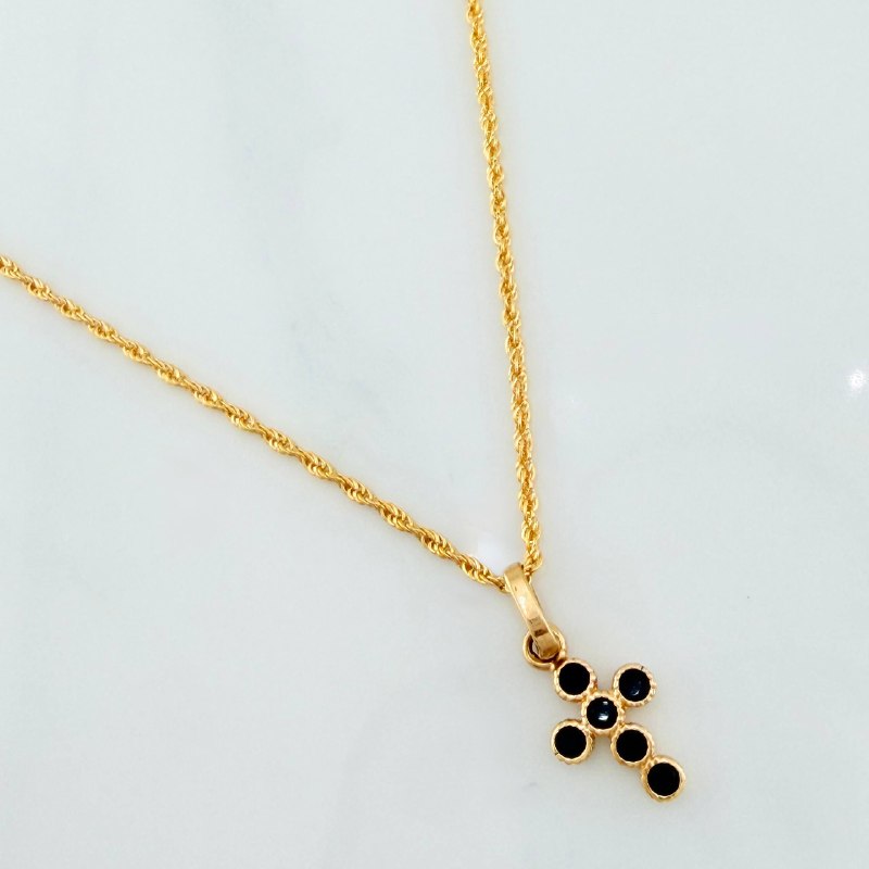 Set Cadena Lazo + Dije Cruz / 1,5 gr / 19 3/4 in Oro Amarillo 18K