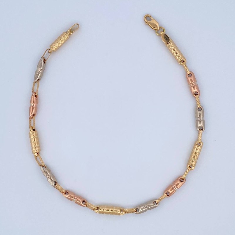 Rustic Barrel Anklet 6.5gr / 25cm / 18K Gold &