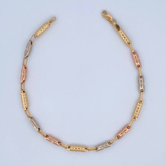 Rustic Barrel Anklet 6.5gr / 25cm / 18K Gold &