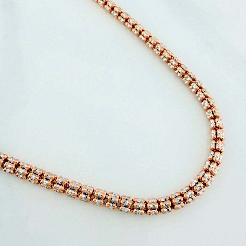 Cadena Ice 24.6 g / 25 3/4 in / 3.1 mm Dos Oros Rosa Blanco 18K
