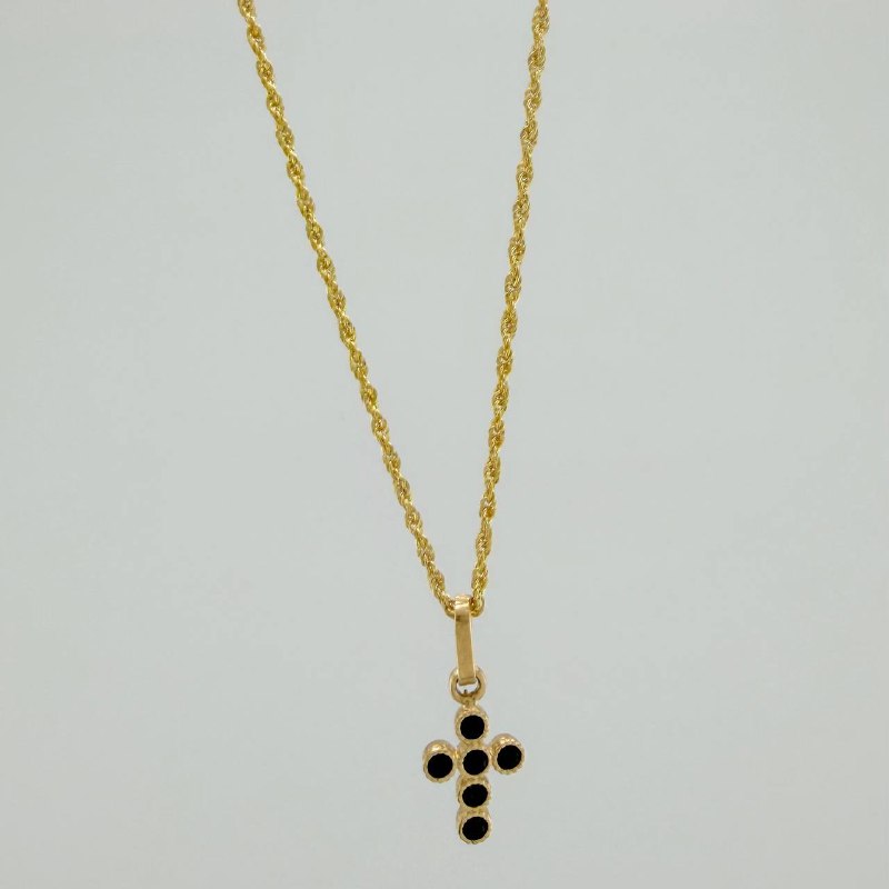 Set Cadena Lazo + Dije Cruz / 1,6 gr / 20 in Oro Amarillo 18K