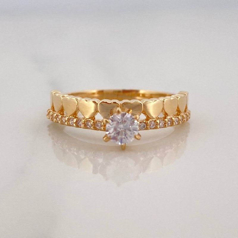 Solitaire Ring Heart Channel 2.45 g / T6 1/4 Yellow Gold 18K