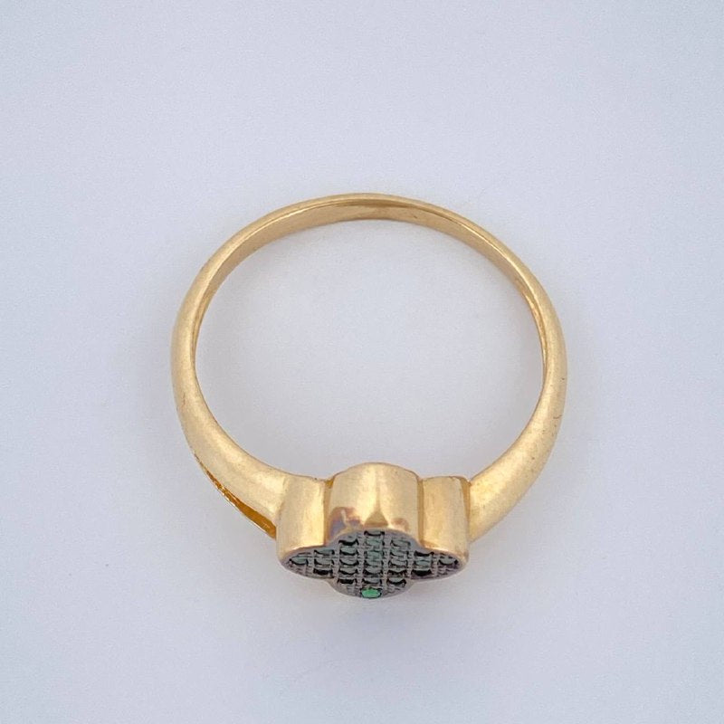 Anillo Trebol Doble Linea 2.65gr / T7 1/2 / Oro Amarillo 18K $