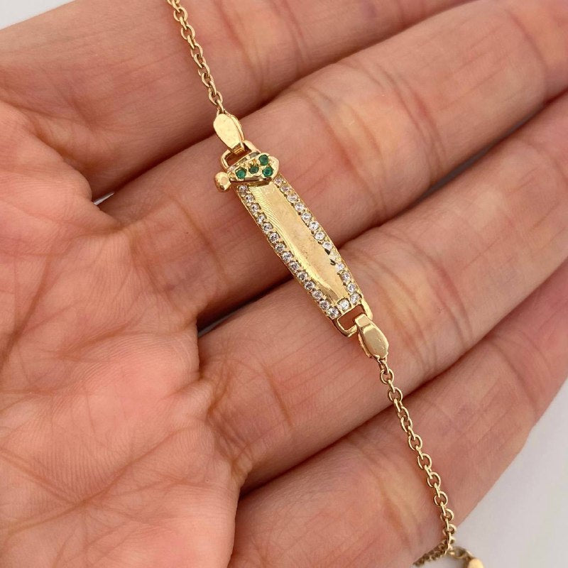 Pulso Bebé Placa Aro Seguido 3 g / 5 1/2 in / 1.55 mm Oro Amarillo 18K