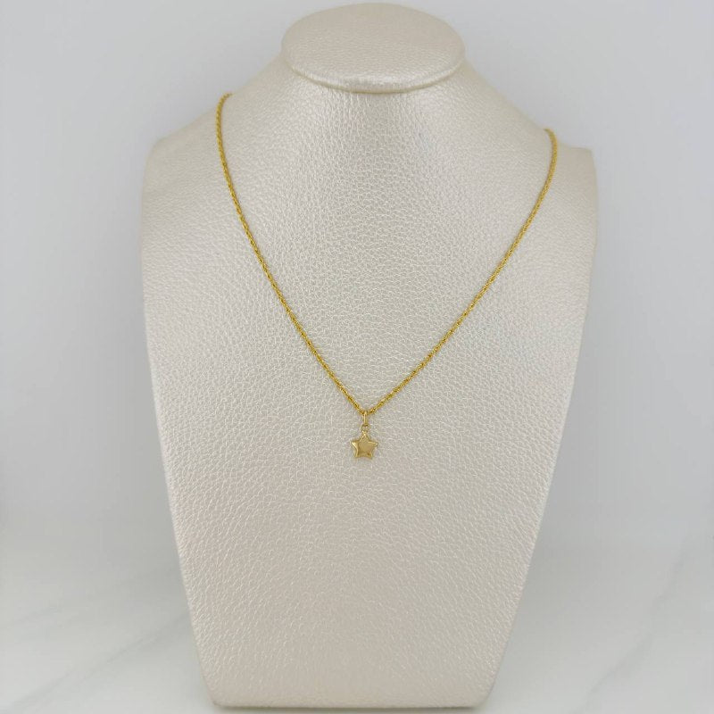 Set Cadena Lazo + Dije Estrella / 1,25 gr / 17 3/4 in Oro Amarillo 18K