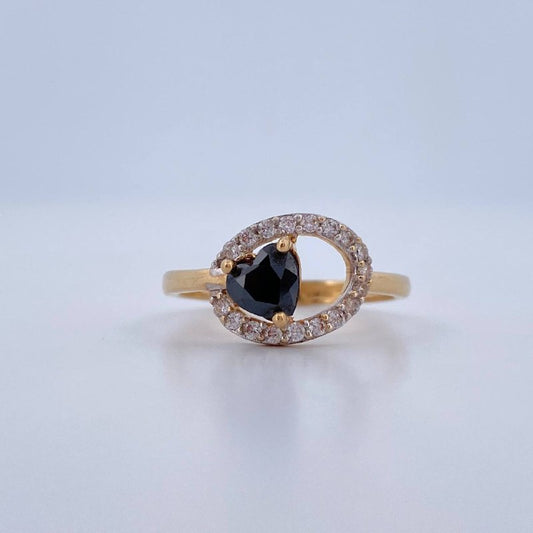 Anillo Corazon Ovalo 2.3gr / T5 1/2 / Dos Oros Amarillo Blanco 18K &