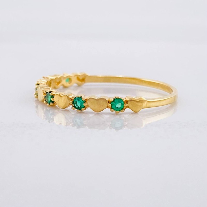Intercalated Heart Ring 1.4g / T8 1/4 Yellow Gold 18K