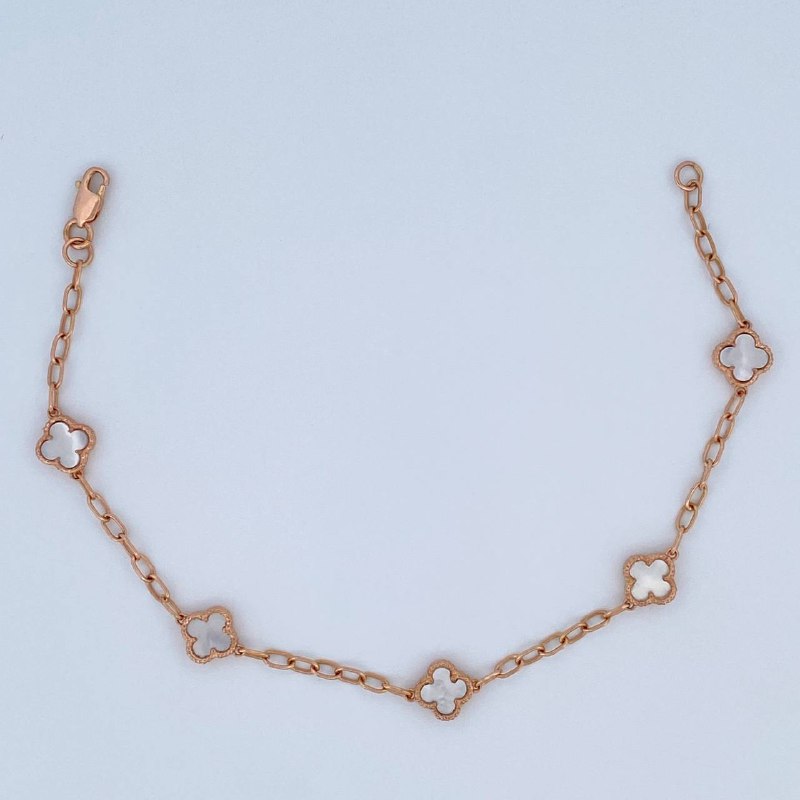 Paperclip Bracelet Clover 3.9gr / 7.3in / 18K Rose Gold &