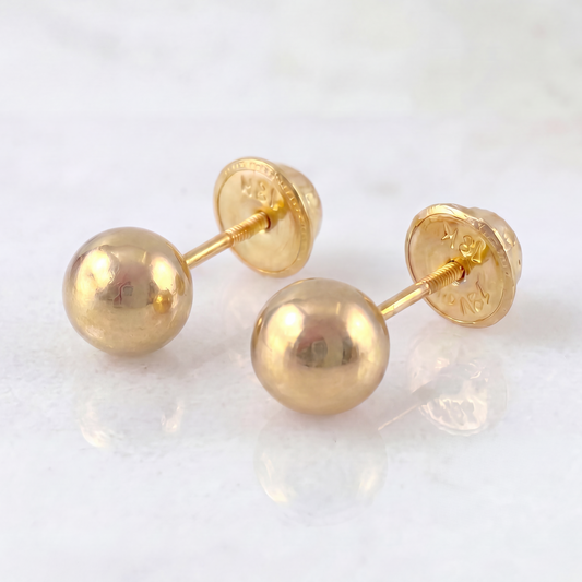Topos Bola Lisa 0.95 g / in / 8 mm Oro Amarillo 18K