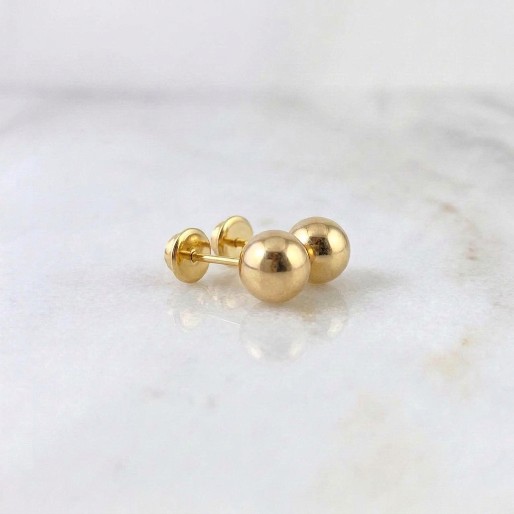 Topos Bola Lisa 0.95 g / in / 8 mm Oro Amarillo 18K
