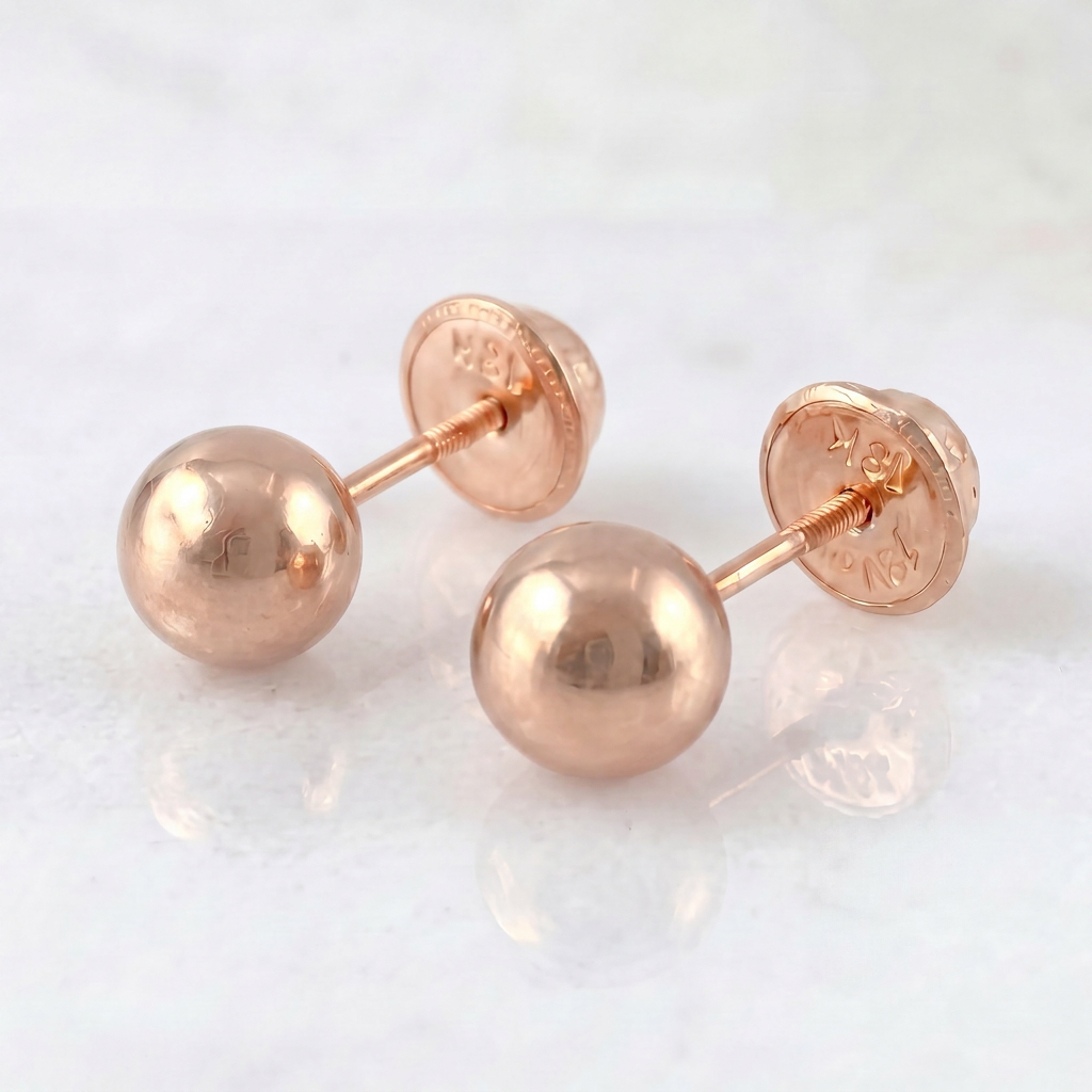 Topos Bola Lisa 0.9gr / 8mm Oro Rosa 18K ©