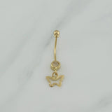 Navel Piercing Butterfly Pendant 0.7 g / 1 in 18K Yellow Gold