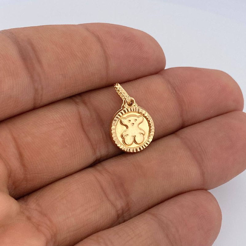 Dije Medalla Oso 0.95gr / 3/4 in / Oro Amarillo 18K &