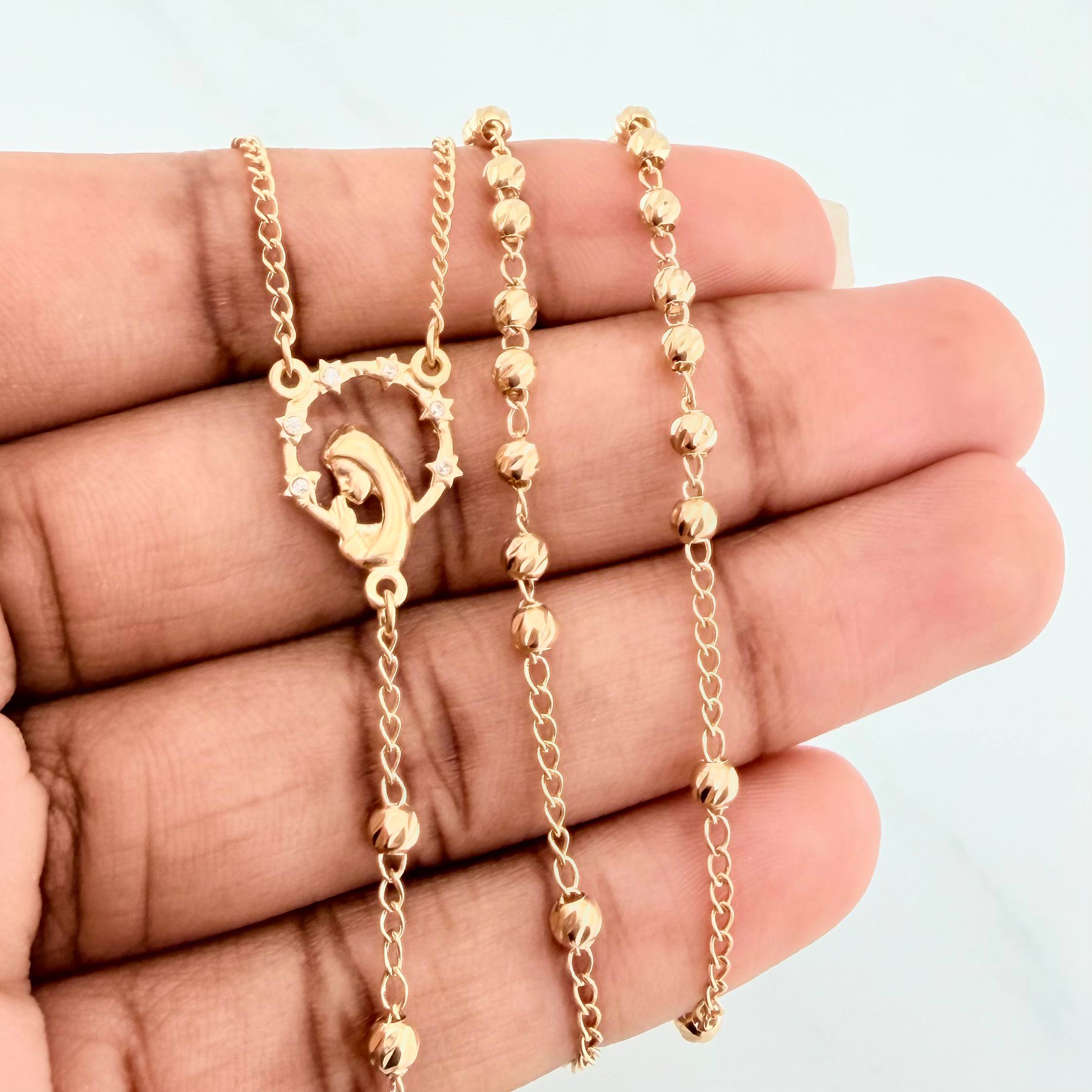 Miraculous Virgin Rosary 7.95 g / 23 1/4 in / 1.6 mm 18K Yellow Gold
