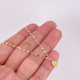 Mirror Flower Chain Set + Miraculous Virgin Pendant / 1.35g / 18 in Yellow Gold 18K